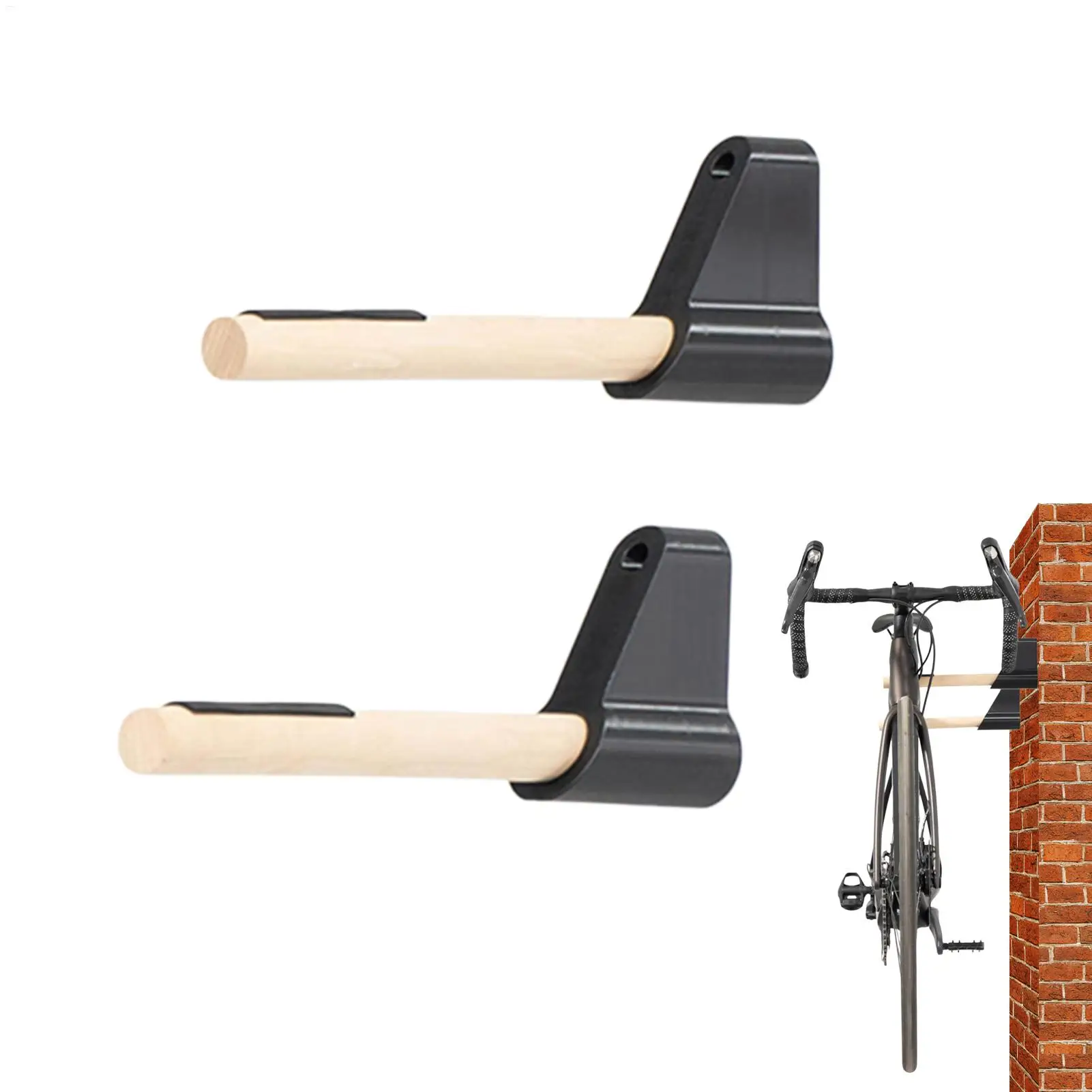 Bicycle Storage Hanger Wall Mounted Bike Storage Rack Wooden Solid Wood Wall Hanging Bracket for Road and Mountain Bikes