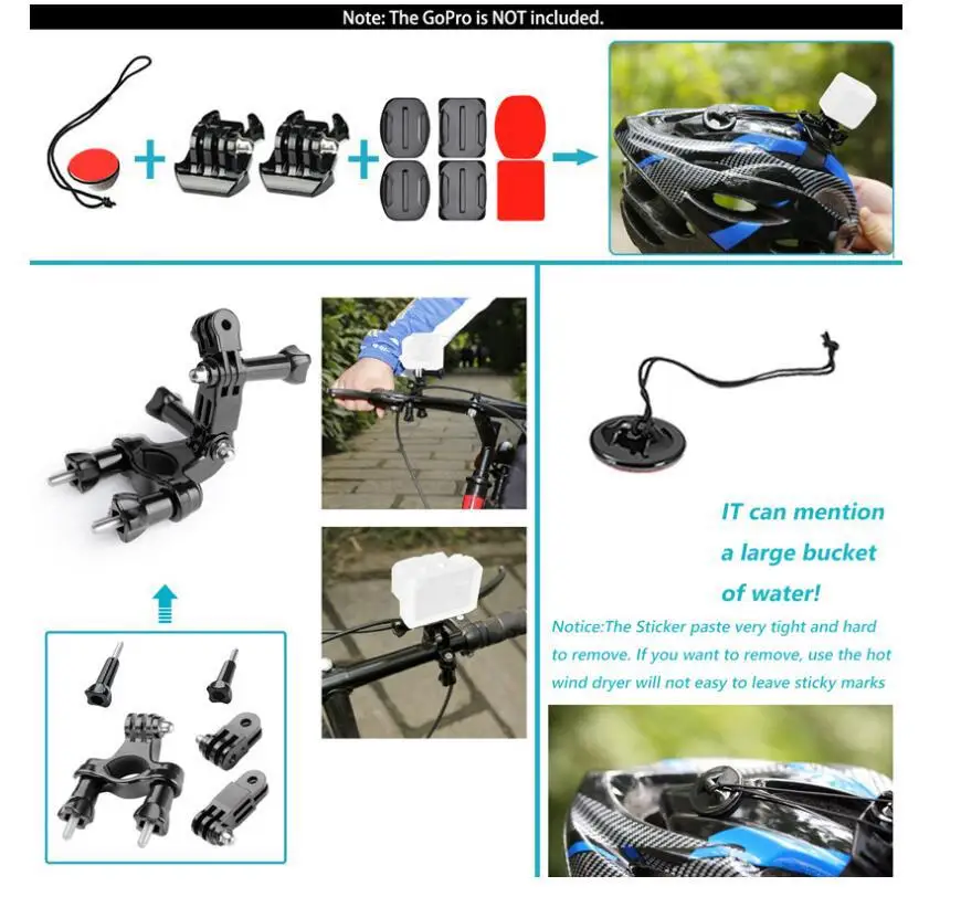 Zestaw akcesoriów 50 w 1 do kamer sportowych DJI Osmo Action GoPro Hero 10 9 8 7 6 5 4 3 Insta360 AKASO Yi Sjcam — zdjęcie produktu 5