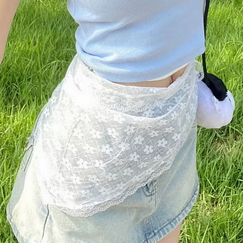 

Ретро-шарф-косынка с цветочным узором для женщин, квадратный платок-повязка на голову в корейском и французском пасторальном стиле, летний кружевной головной убор для девочек