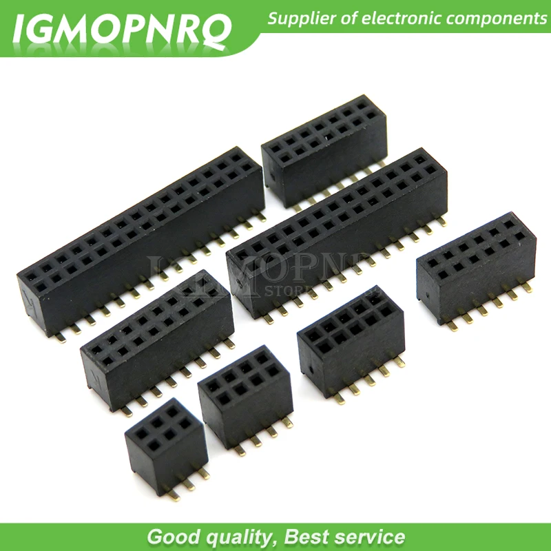 10PCS SMT 1.27mm 1.27 Double Row Female Breakaway PCB Board Pin Header socket Connector Pinheader 2*5 2*10 2*12 2*15 2*20 2* SMD