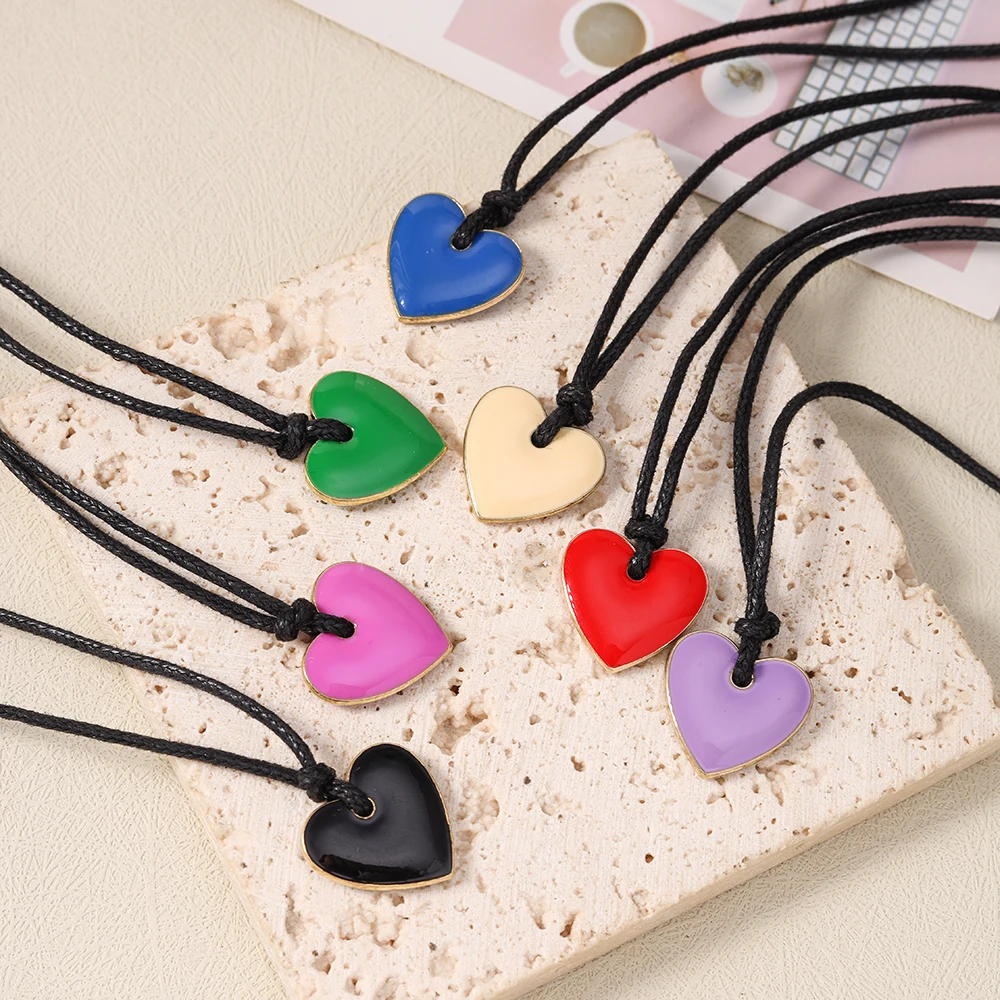 Aihua Niedliches Handgefertigtes Liebesherz-Armband Schwarzes Seil Verstellbares Handarmband für Mädchen Frauen Buntes Herz-Schmuck Geschenke – Detail 11