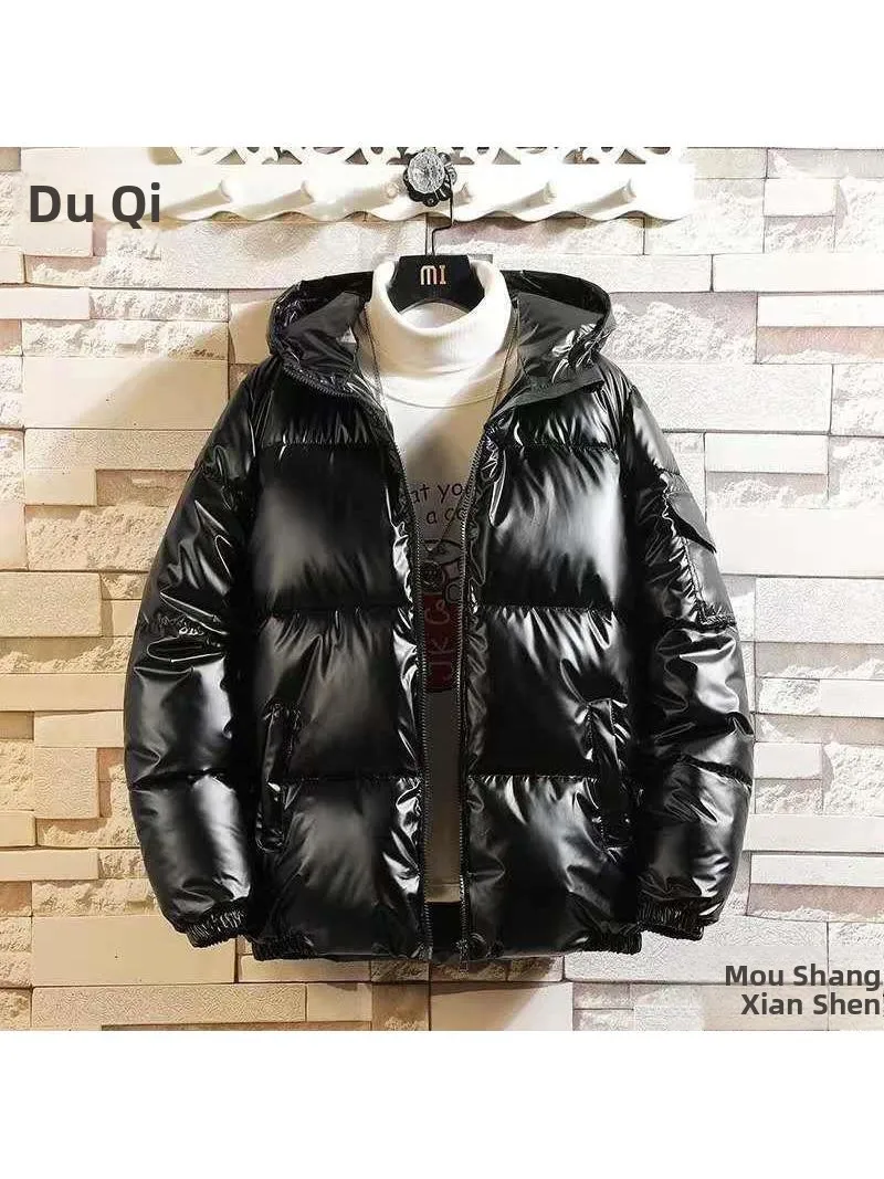 

Glossy Cotton Jaet Men's Winter Thiened Outerwear Trendy Brand down Cotton Coat Korean Sle Haome Loose Fat Bread Jaet