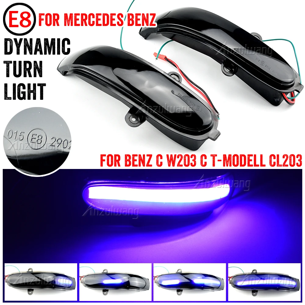 

For Mercedes Benc CL203 (2000-2007.04) 2pcs Flashing Water Dynamic Blinker LED Turn Signal Side Mirror Light