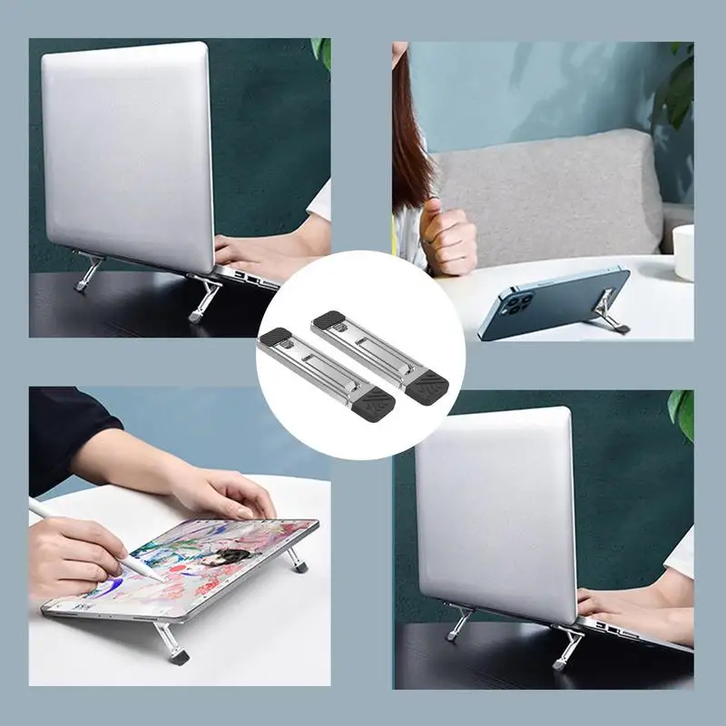 Mini Laptop Holder 2 Pieces Notebook Stand Feet Adjustable Keyboard Riser Aluminium Alloy Stand For Heat Dissipation Desktop