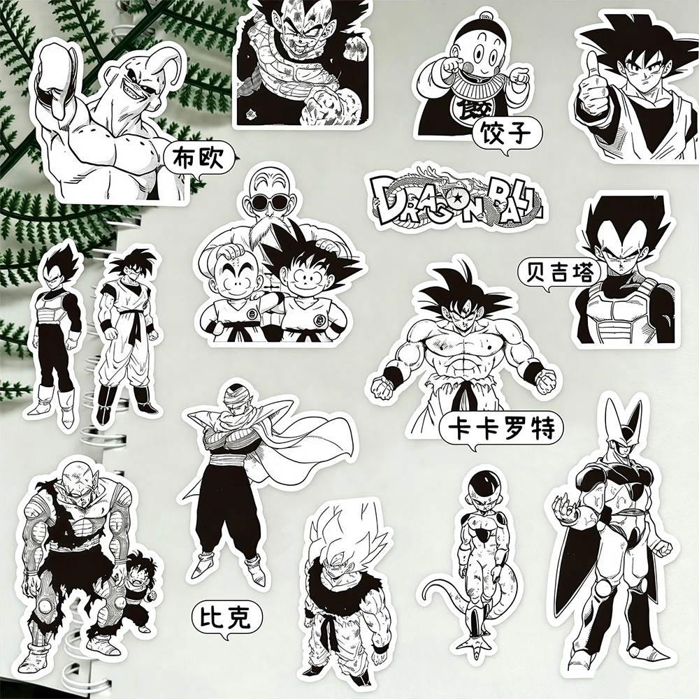 10/50/100 Stück Son Goku Anime Dragon Ball Aufkleber Schwarz Weiß Manga-Sticker für Gepäck Laptop Handy Coole Cartoon Super Saiyan Aufkleber – Detail 3