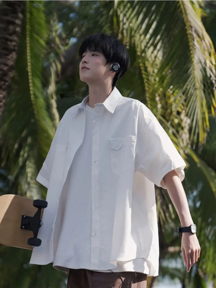 

ort Sve Loose Fit Casual irt for Men Summer Youth Trendy Cotton Ice Sensation y Versatile Casual irt