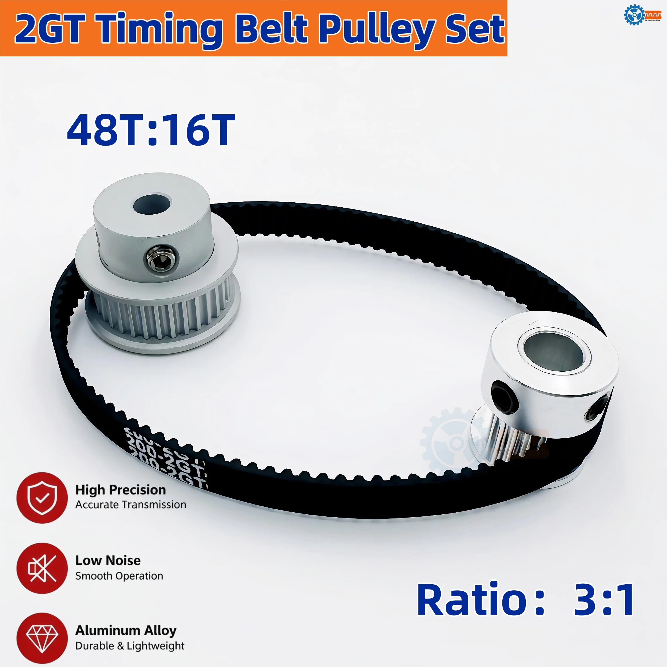 

48T 16Teeth 2GT Timing Belt Pulley Set Tensioning Wheel Belt Width 6/10mm Bore 3~12mm Reduction 3:1 Synchronous Pulley Belt Kit