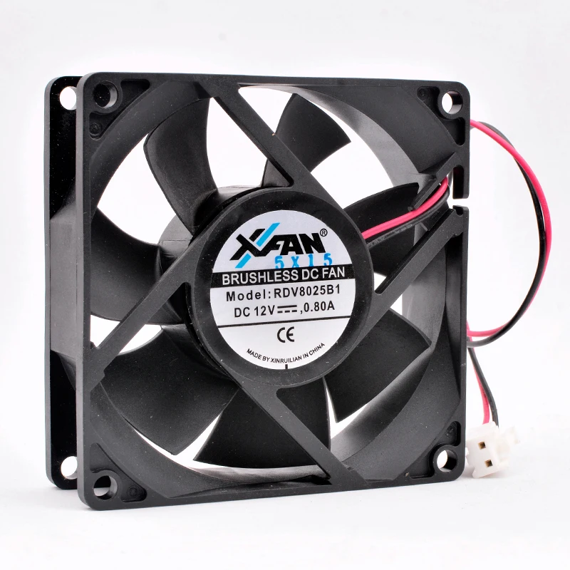 

RDV8025B1 8cm 80mm 80x80x25mm 12V 0.80A 2 wires 2pin double balls high-volume cooling fan for power supply