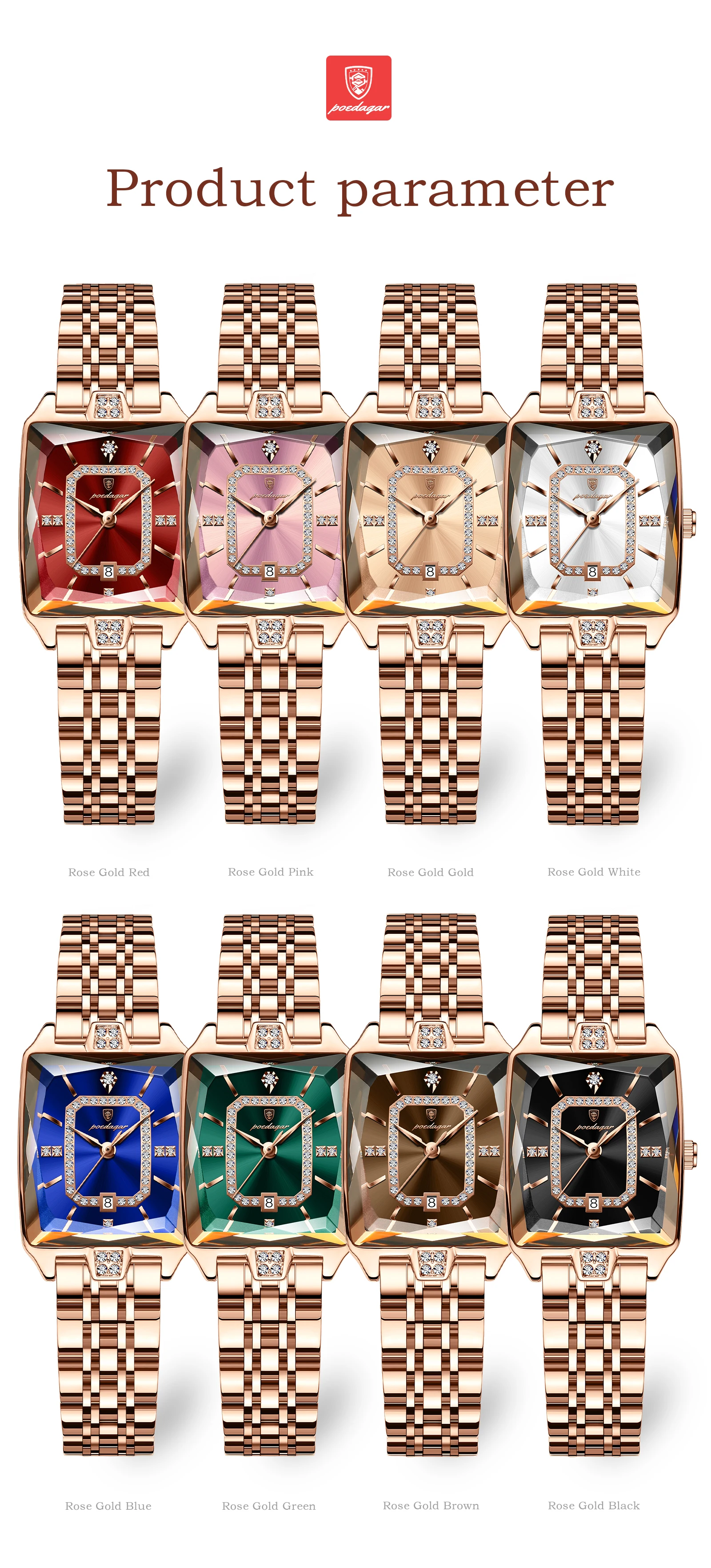 POEDAGAR Luxusmarke Damen-Armbanduhr Elegante Wasserdichte Edelstahl-Damenuhr Modische Datum Quarz Damenuhren Reloj – Detail 6