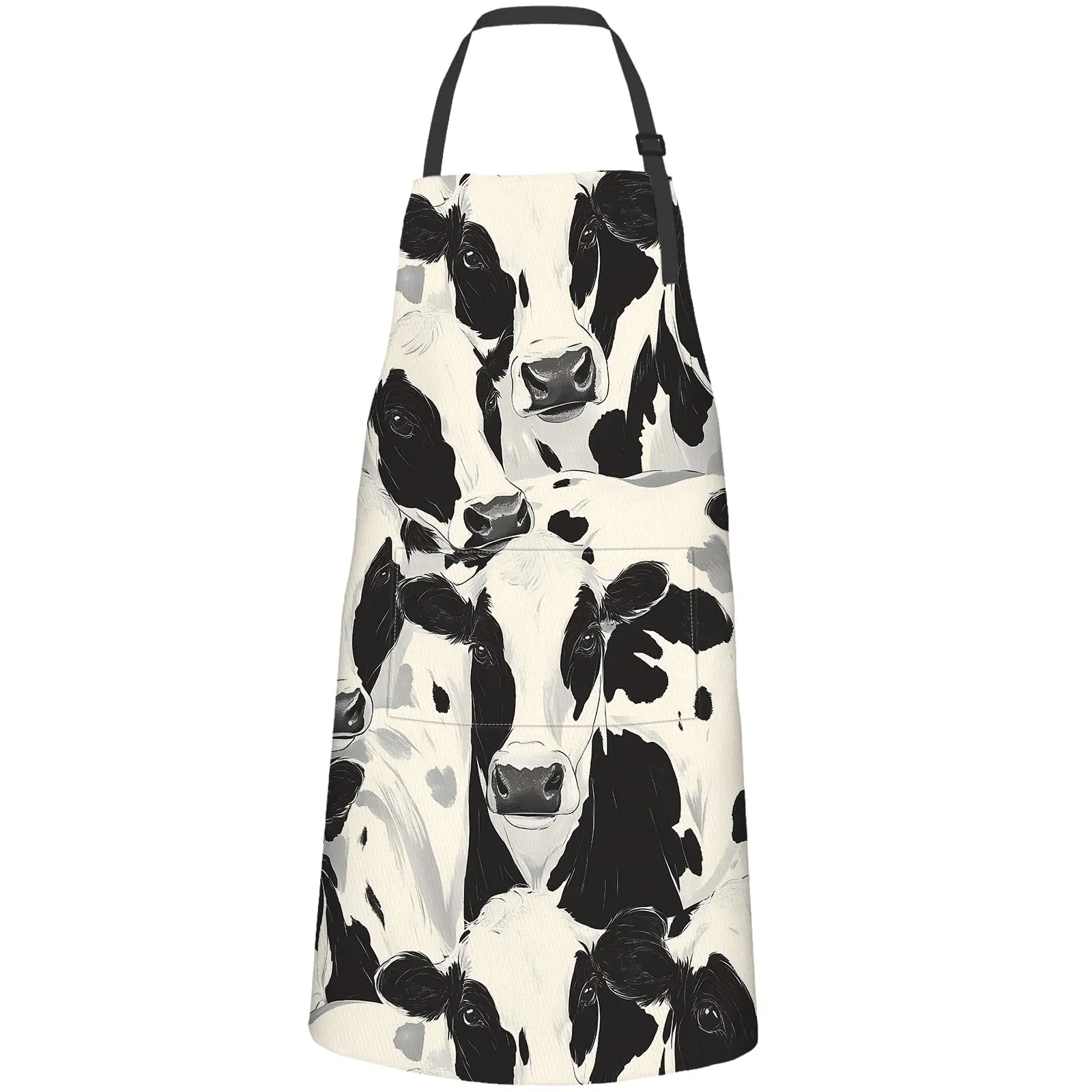 

Cow Print Apron,Oxford Fabric Adjustable Kitchen Apron with Pockets,Waterproof Heat Insulation Cooking Aprons for Adult