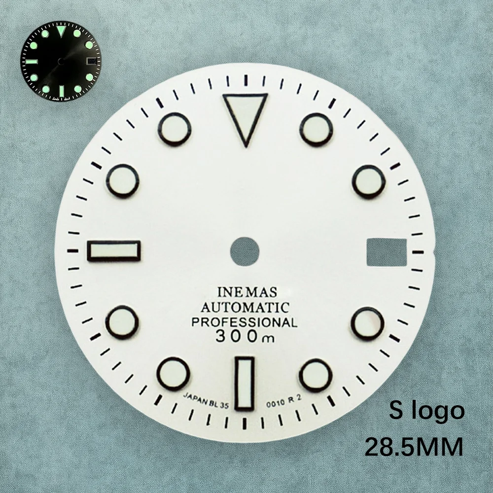 28.5 مللي متر S شعار أمة الله الهاتفي الأخضر مضيئة صالح NH35/NH36 الحركة اليابانية أحدث أنماط ساعة تعديل الملحقات #3