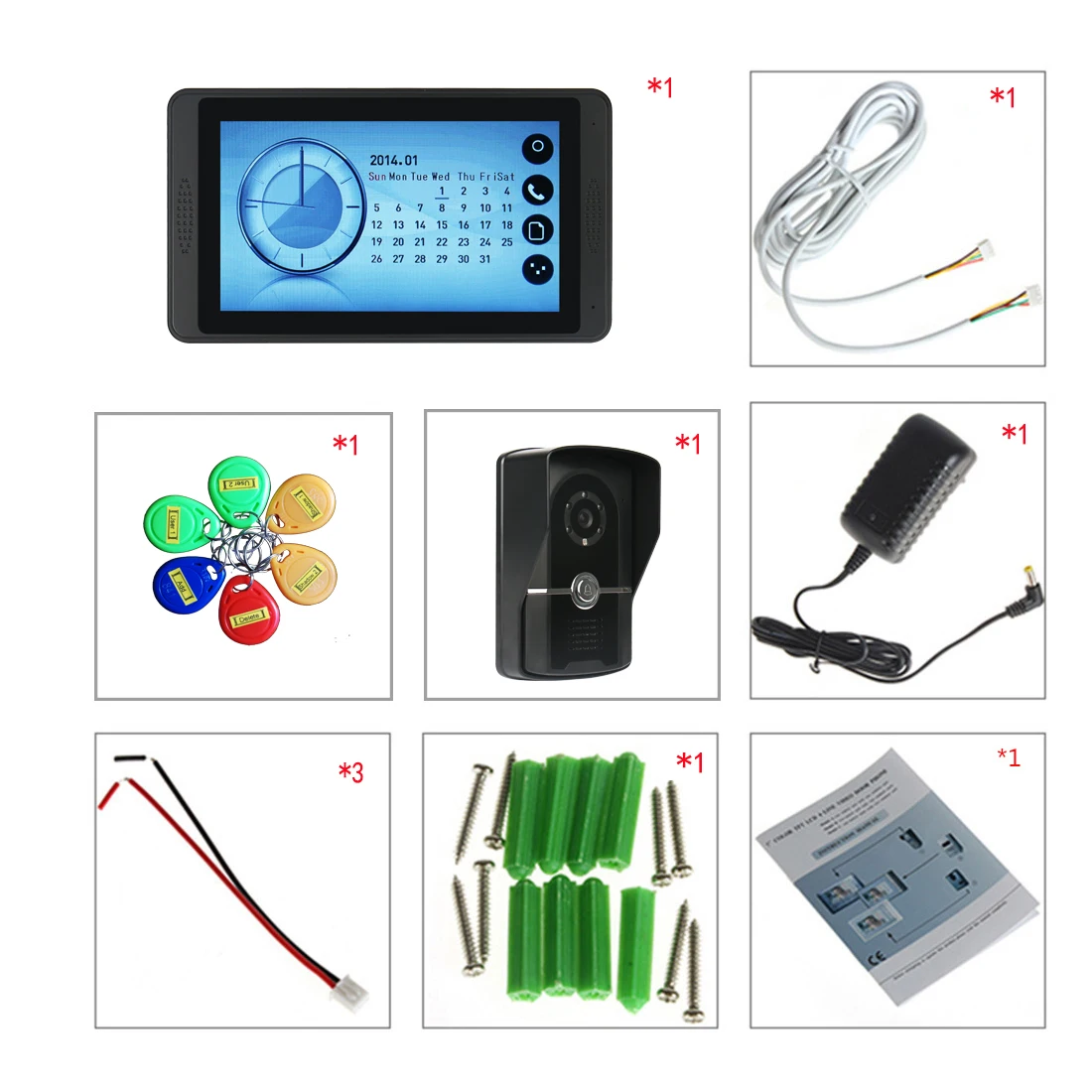 تطبيق جوال مقاوم للماء RFID جرس باب يتضمن شاشة عرض فيديو إنترفون مع كاميرا خارجية واحدة وشاشة LCD داخلية تعمل باللمس
