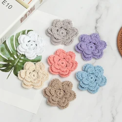 10Pcs Mini 3D Handmade Flowers Cotton Crochet DIY 55MM  Applique Baby Hair Clip Hat Headwear Crafts Patches Clothing Accessories