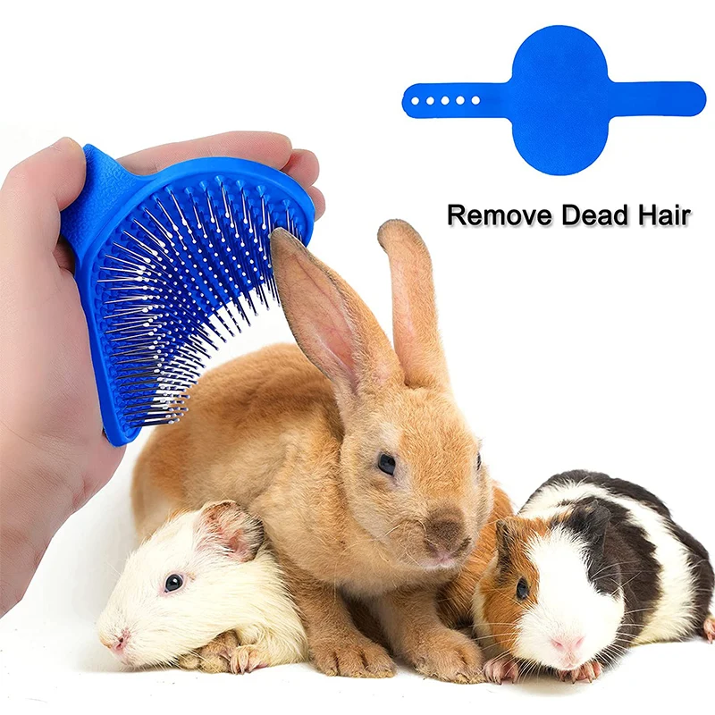 4Pcs Small Animals Grooming Kit Rabbit Hair Remover Grooming Brush Guinea Pig Shampoo Bath Brush Bunny Double Sided Flea Comb