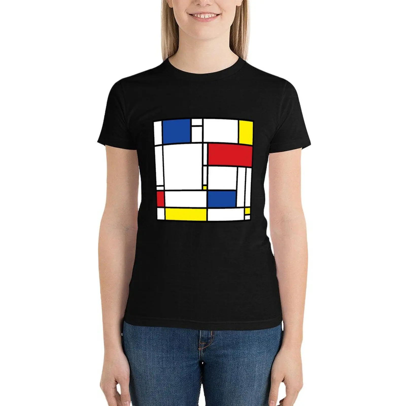 Mondrian Minimalist De Stijl Modern Art ? fatfatin T-Shirt Short sleeve tee tees Woman T-shirts