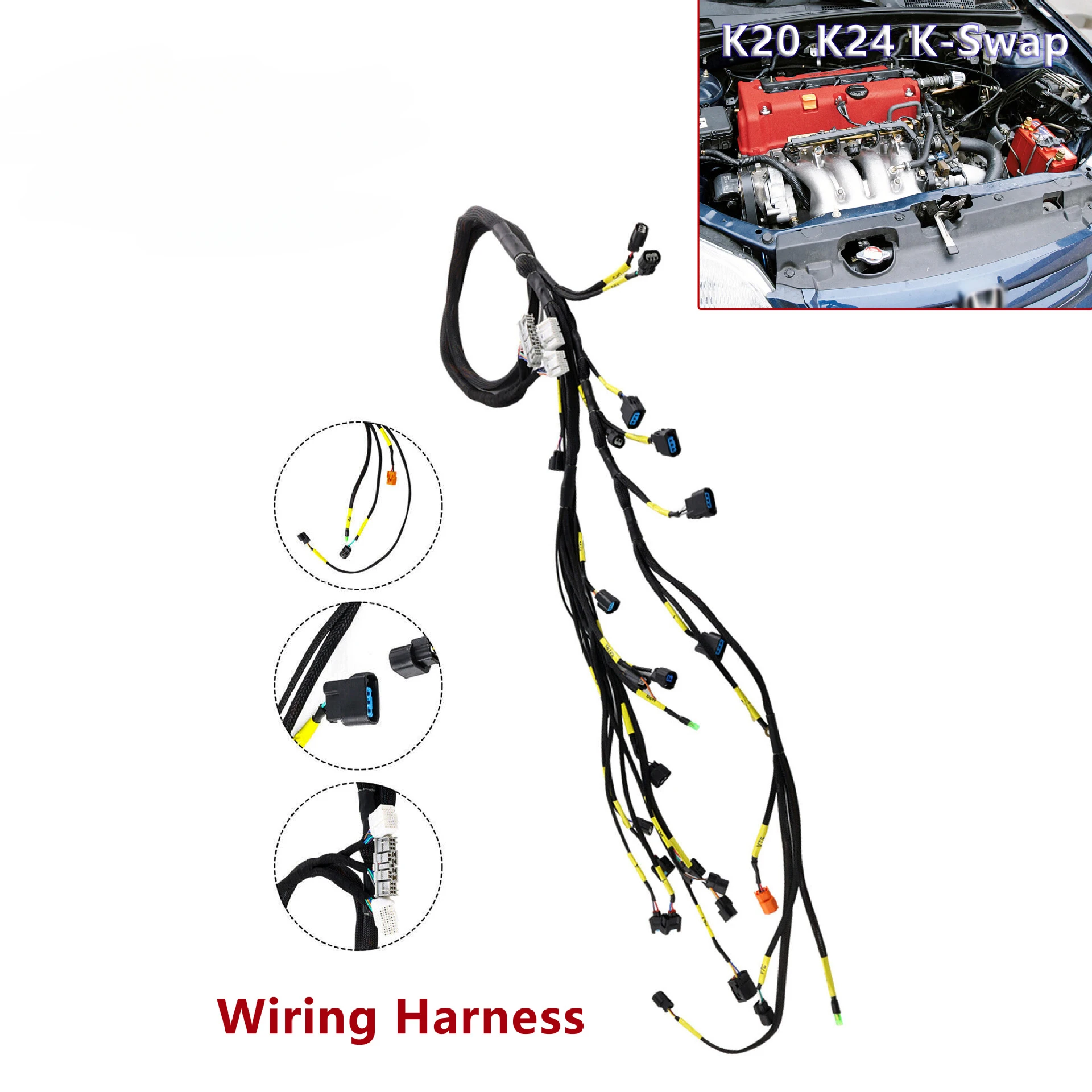 One piece in stock is suitable for 01-05 Honda Civic 02-04 RSX engine wiring harness K Swap k20.