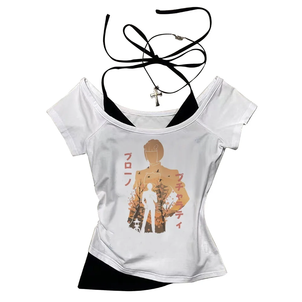 Jojo Bizarre Adventure cropped top ladies y2k scene  jojifuku vintage grunge shirt dollette goth meme