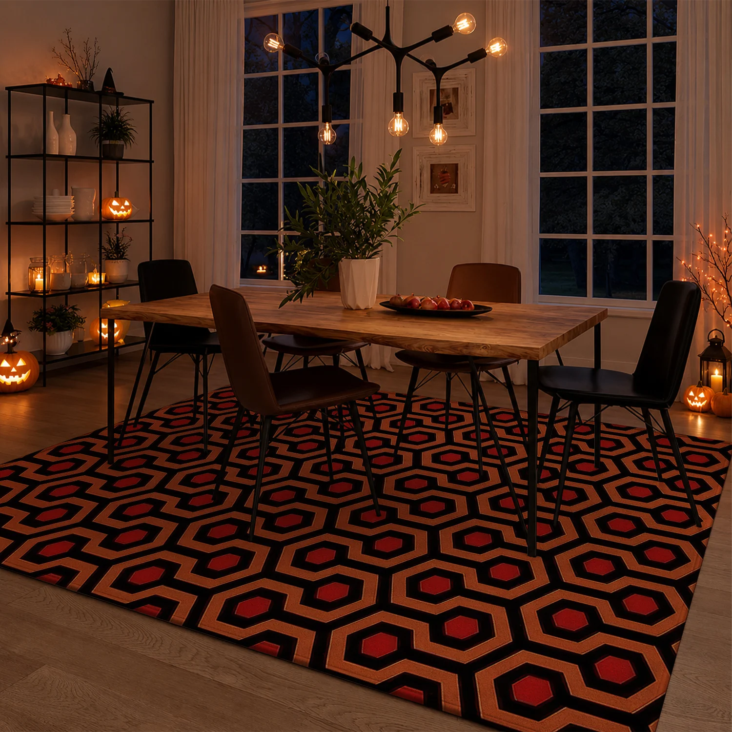 Large Indoor Area Rug, Soft Velvet Low Pile with Non-Slip Dotted Backing, Machine Washable Vibrant Hexagonal Honeycomb Pattern for Living Room, Bedroom, Entryway Decor