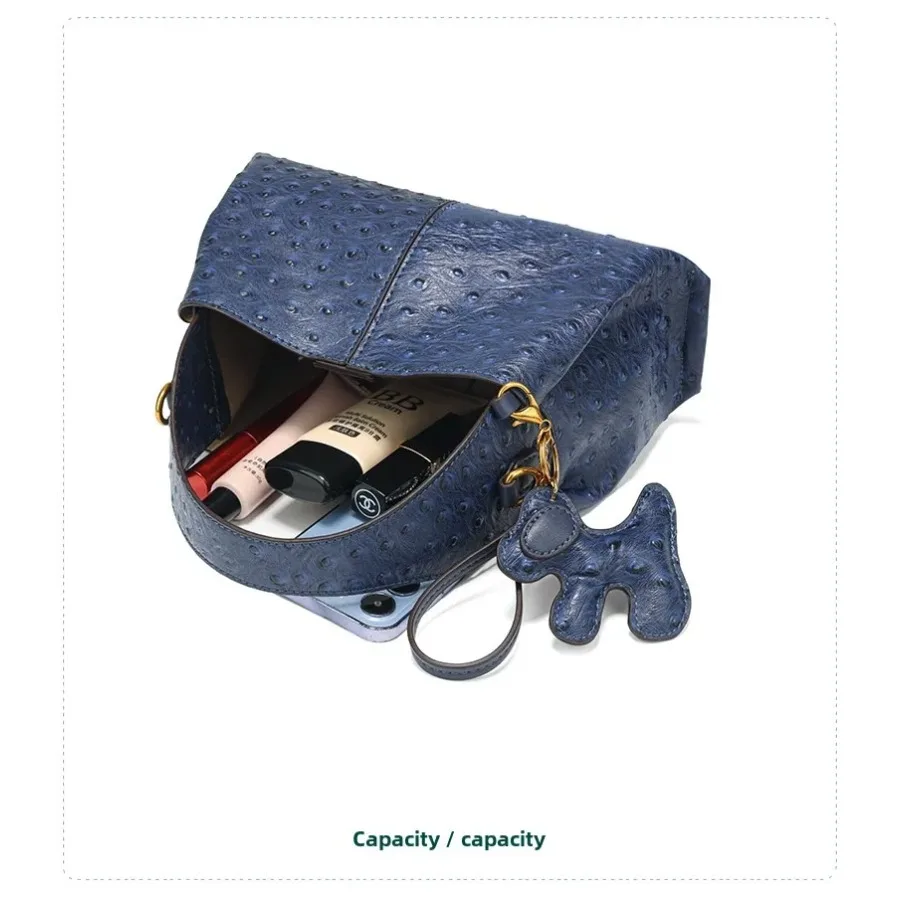 Senior sense of niche light luxury ostrich grain handbag female new fashion hundred temperament shoulder crossbody bag