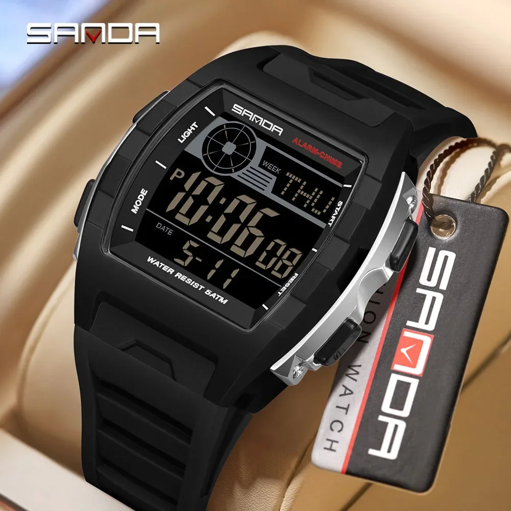 

2026 Fashion SANDA New 2225 Men's Electronic Watch Sports Multifunctional Waterproof LED Men's Electronic Digital Watch