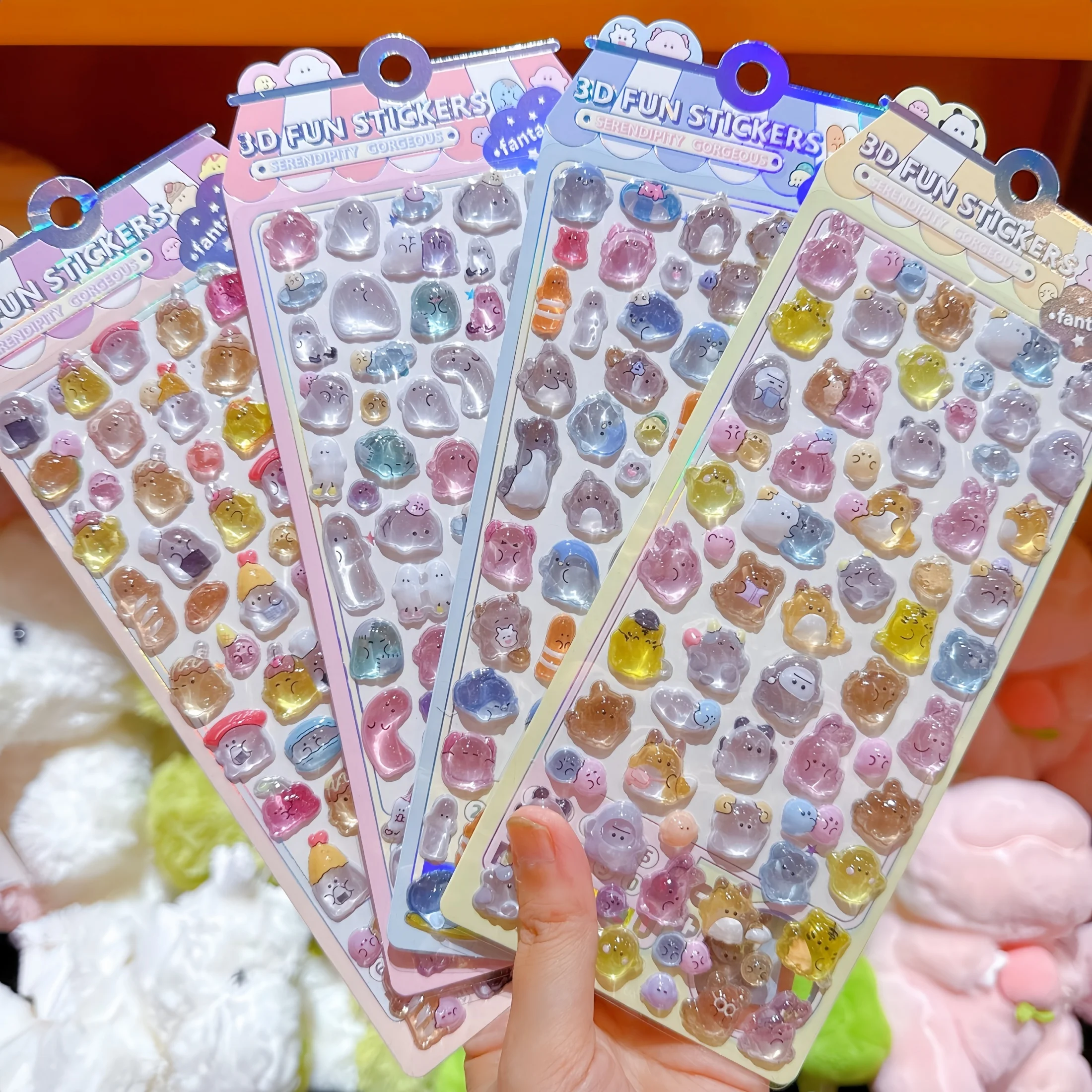 3D Embossed Crystal Stickers of the Youyou Family, Rewards for Kidsren and Students, Cartoon Stickers, Mobile Phone Decoration Stickers, Journal Stickers