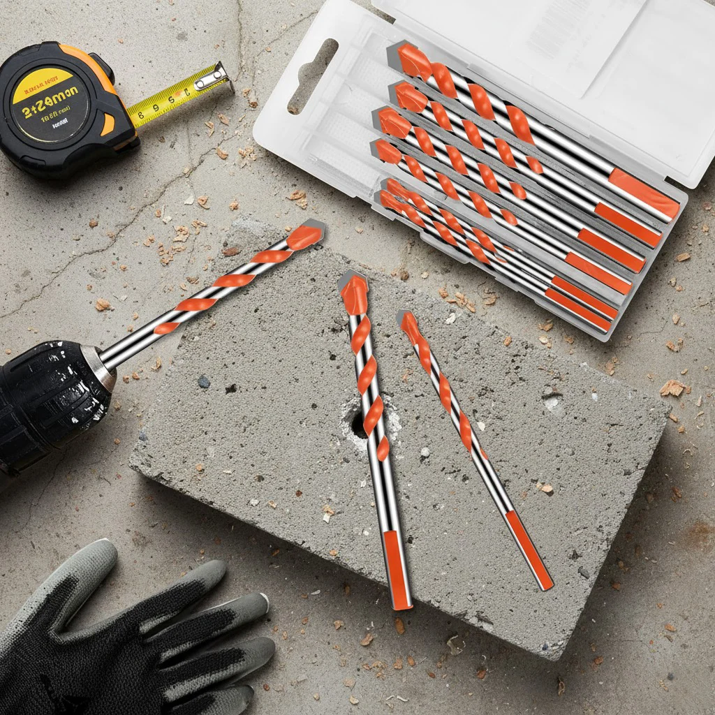 Steinbohrer-Set für Fliesen, Ziegel, Zement, Beton, Glas, Kunststoff, Schleuderblock, Holz, verchromt, Orange (5/10er-Pack) – Detail 5