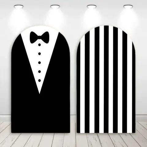 2-side Boss Suit Arch Cover Photo Backdrop Boy Baby Shower Birthday Party Arch Background Decoration
