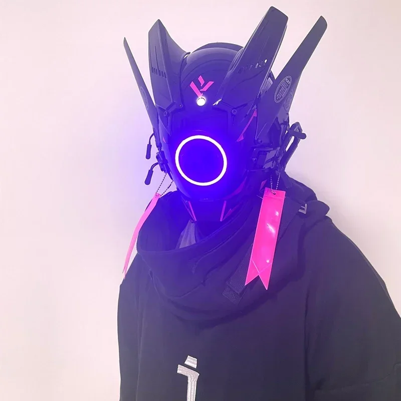 Handmade Diy LED Cyberpunk Personized Face Cosplay Mask SCI-FI Helmet Party Toys For Men And Women MN1
