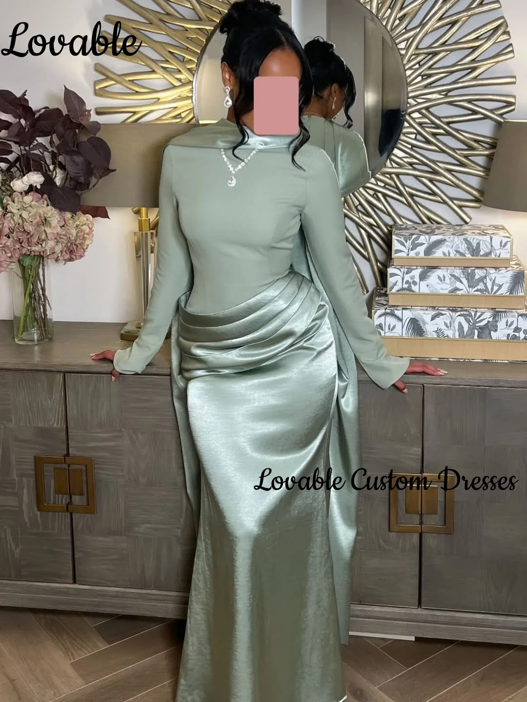 

Вечерние платья-футляр для выпускного вечера с вырезом-лодочкой, длиной в пол, с оборками, роскошные, на молнии, с длинными рукавами, Vestidos De Fiesta