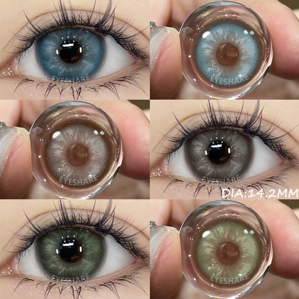 EYESHARE Natürliche farbige Kontaktlinsen für Augen, braune Kontaktlinsen mit blauen Augen, koreanische graue Kontakte, jährliche grüne Schüler, 1 Paar