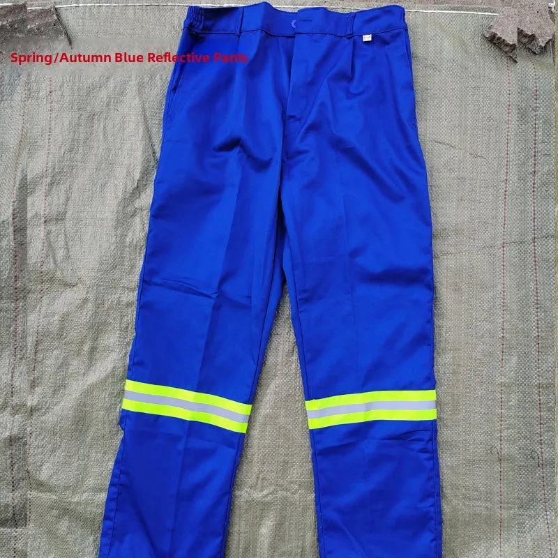 

plus Size Loose Reflective Strip Work Trousers for Men And Women Spring Autumn Cleaning Workwear Comfortable Cotton Polyester...