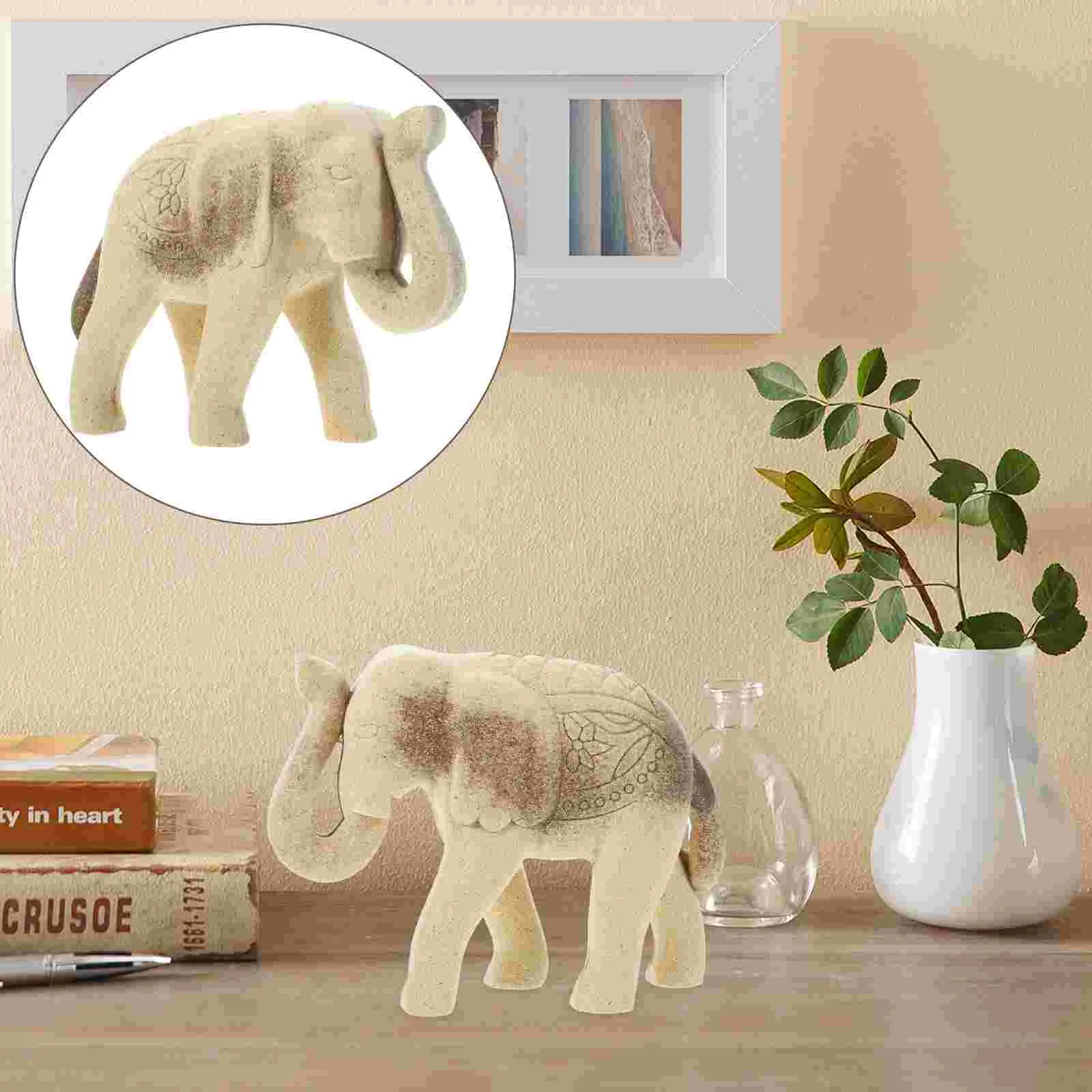 1pc DIY Wooden Desktop Ornament Blank Unfinished Wood Animal Shape Design Adornment (DIY Elephant ) Animal Ornament