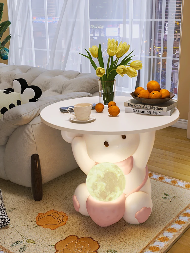 Home Decor Cute Rabbit Statue Light Floor Ornament living Room Sofa Cartoon Coffee Table Sculpture Furniture Home Decoration