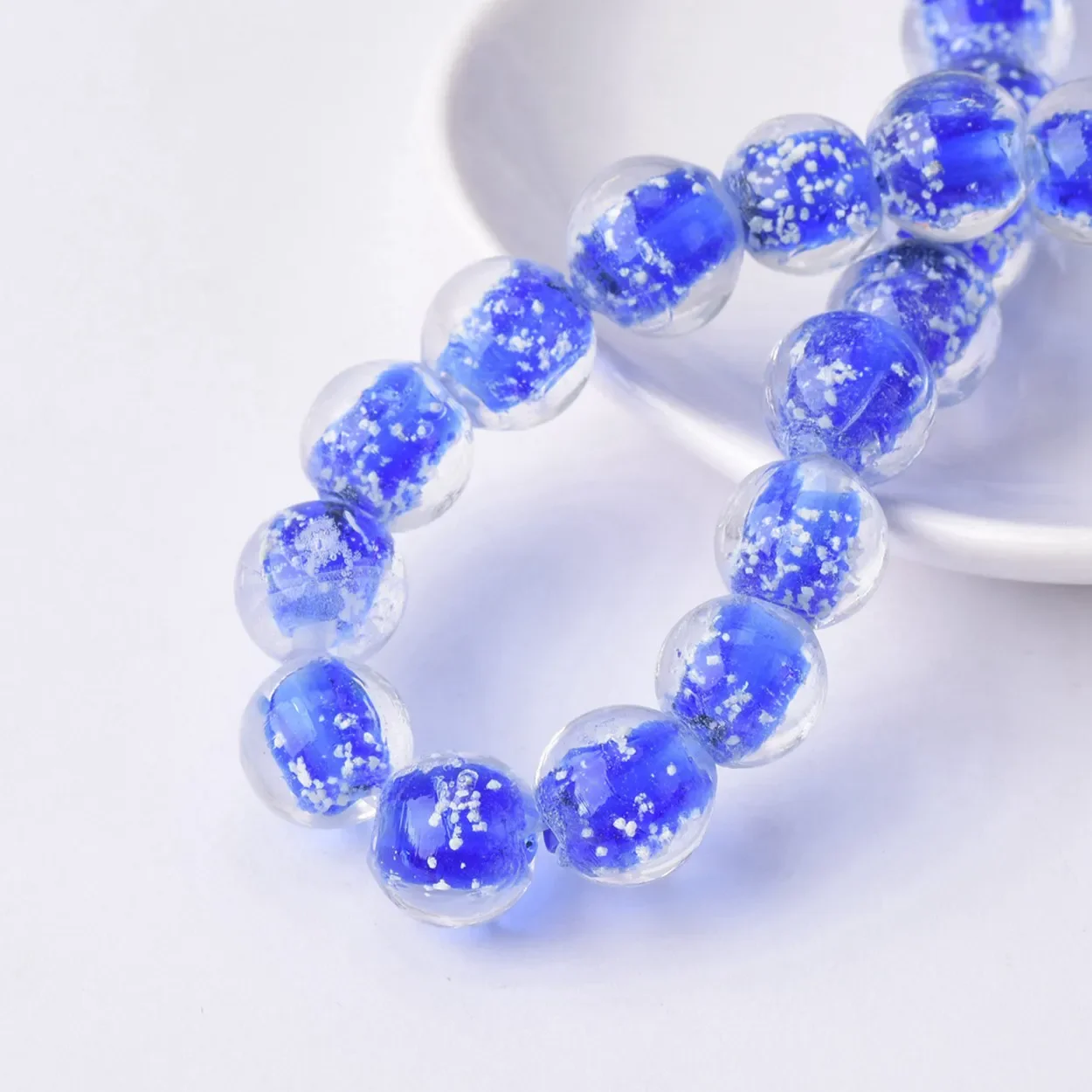 

10pcs Round 10mm Handmade Luminous Lampwork Glass Loose Beads For Jewelry Making Accessories DIY Crafts Findings