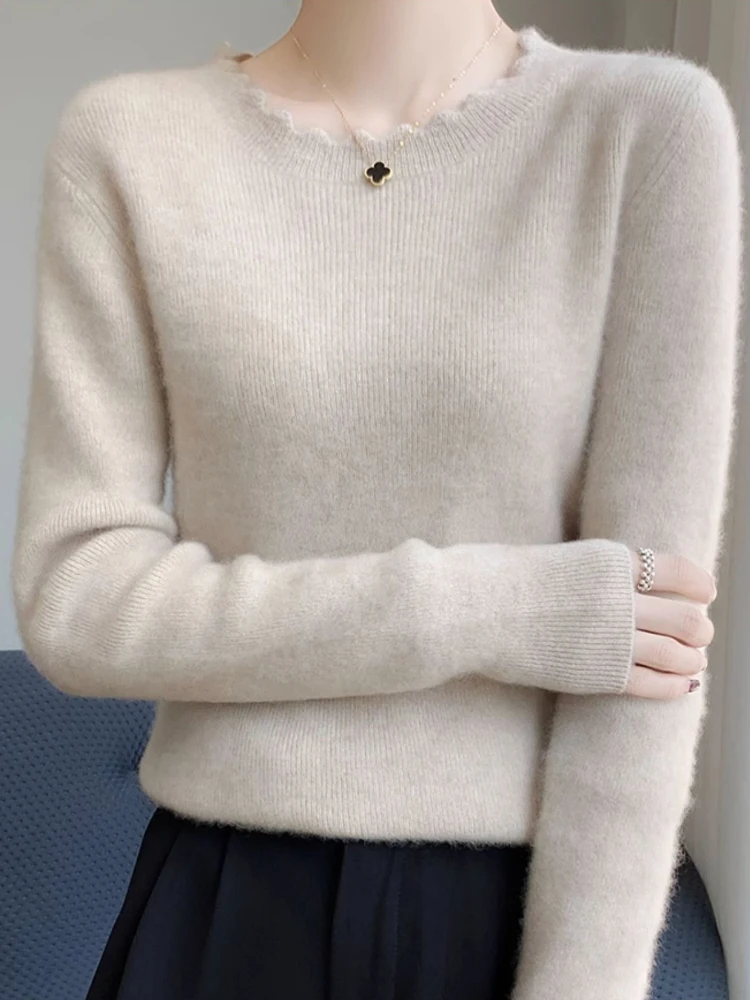 2025 สบายๆเสื้อกันหนาวฤดูใบไม้ร่วงฤดูหนาวถักPulloversผู้หญิงO-คอSlimอเนกประสงค์เสื้อกันหนาวเสื้อแขนยาว
