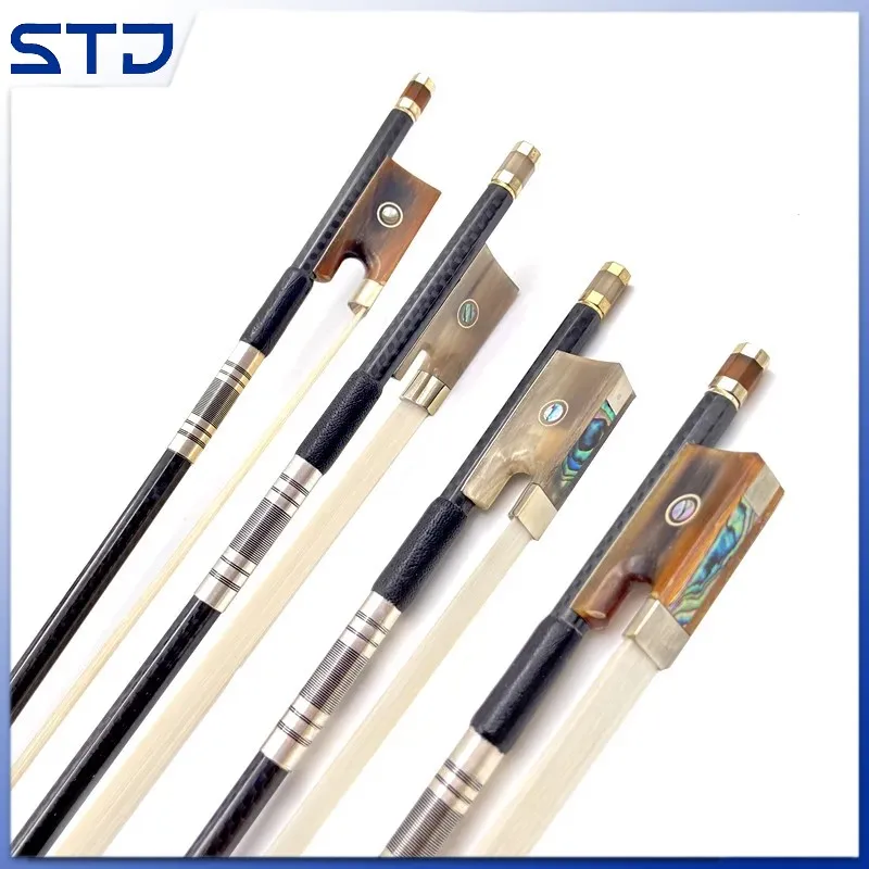 

Professional New light black plaid Grid carbon Fiber Stick 1pcs violin bow Fiddle Bow,Siberia white horsehair horsetail