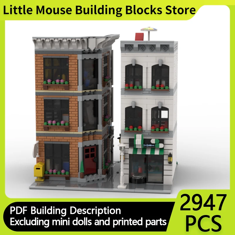

City Street View Model MOC Building Bricks Sports Shop And Pharmacy Modular Technology Gifts Holiday Assemble Children Toys Suit