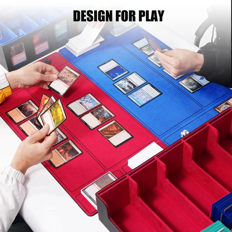 Kotak Penyimpanan Kartu Perdagangan 5 Baris Kotak Dek Kartu Kotak Kartu Magnetik dengan Tutup Hitam+Merah