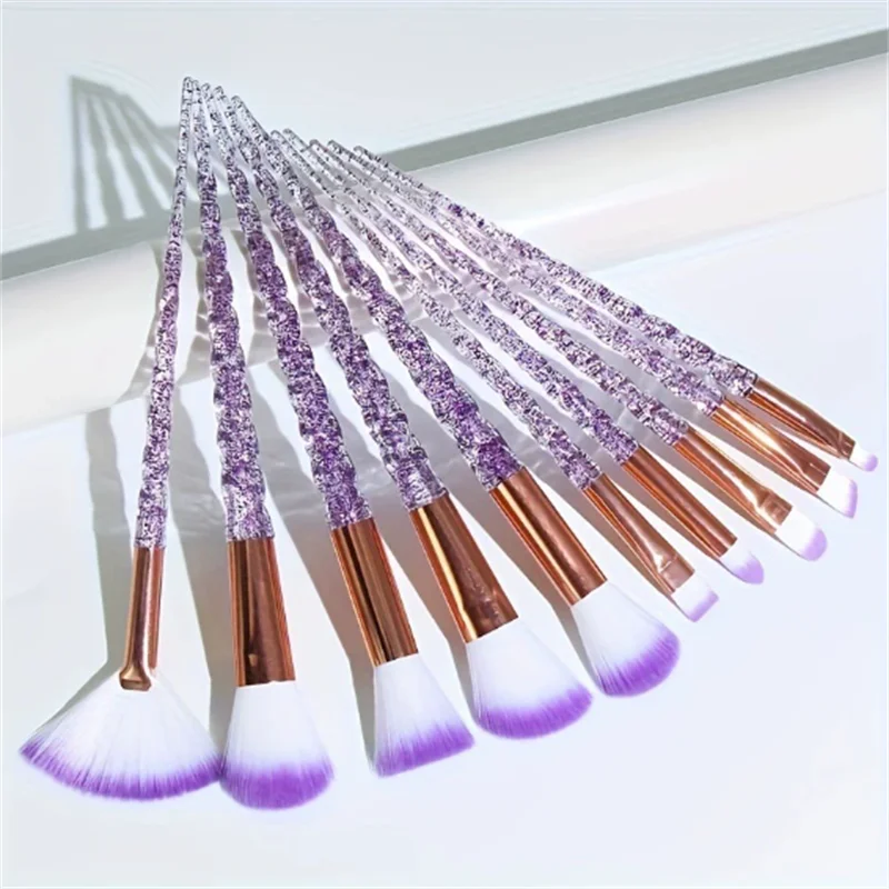 Ensemble de brosses cosmétiques flexibles et Super douces, 10 pièces, avec embouts métalliques respectueux de la peau, levier à vis personnalisable, conception propre à la main