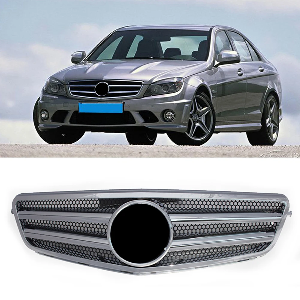 Car Front Bumper Upper Grille Racing Grilles ABS Radiator Mesh Grill For Mercedes-Benz C-Class W204 C300 C280 C200 C350 2007-14