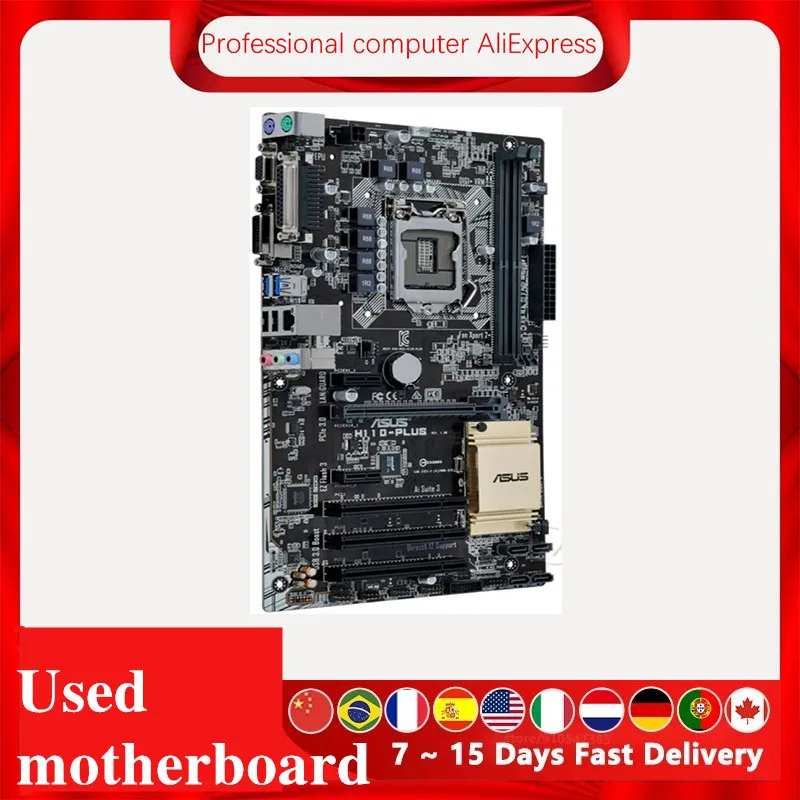 For Asus H110-PLUS Original Used Desktop Intel H110 H110M DDR4 Motherboard LGA 1151  i7/i5/i3 USB3.0 SATA3