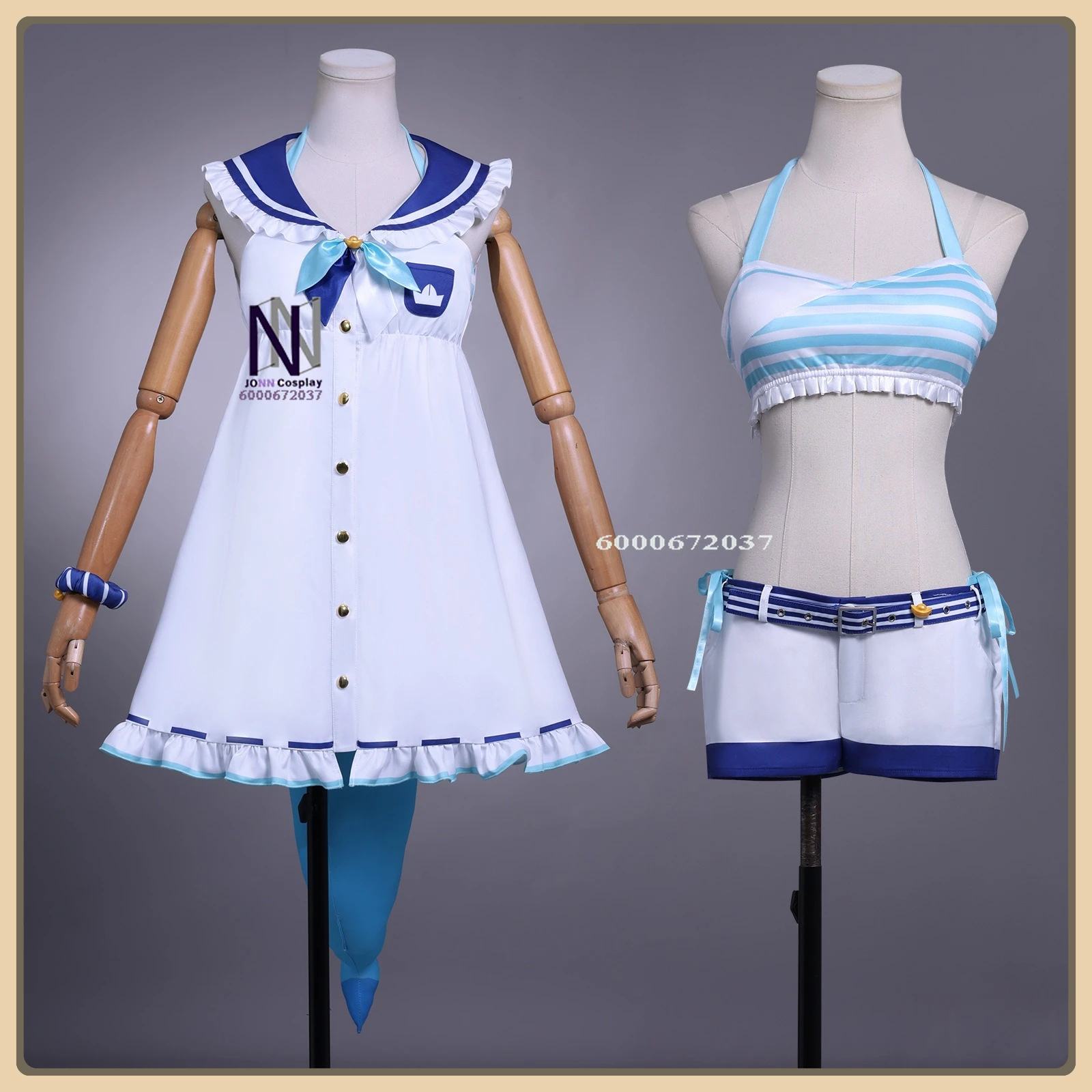 

Women's Sameko Cosplay Costume - High Quality VTuber Saba Stripe Collar Shark Outfit Anime Clothes Comic Con Party Outfit