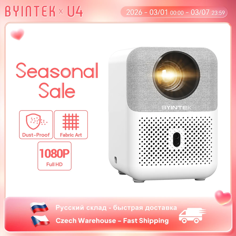 Проектор BYINTEK LOVE U4 4K Smart 1080P Мини-видео для домашнего кинотеатра Android WIFI для кинотеатра со смартфоном