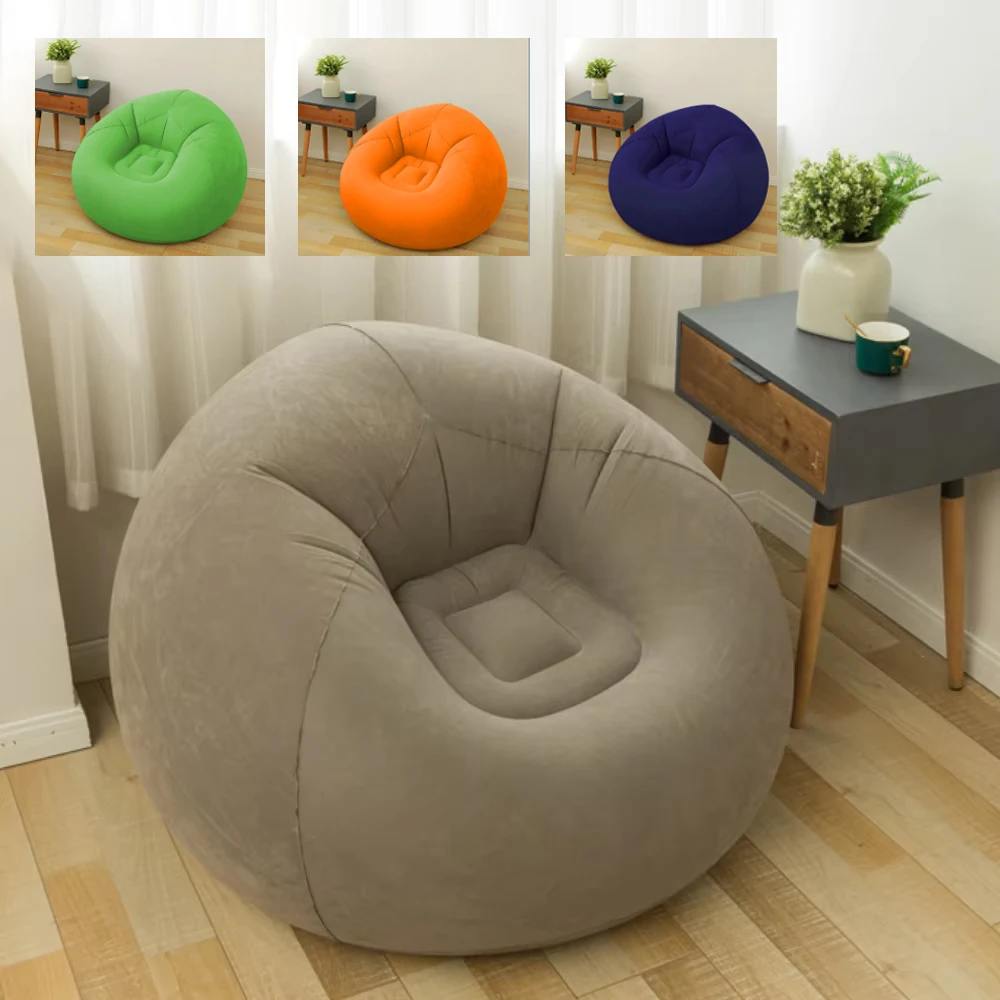 Lazy Inflatable Sofa Chairs Indoor Bedroom Lounge Bean Bag Chair Inflatable Sofa Portable Folding For Outdoor Camping Chair