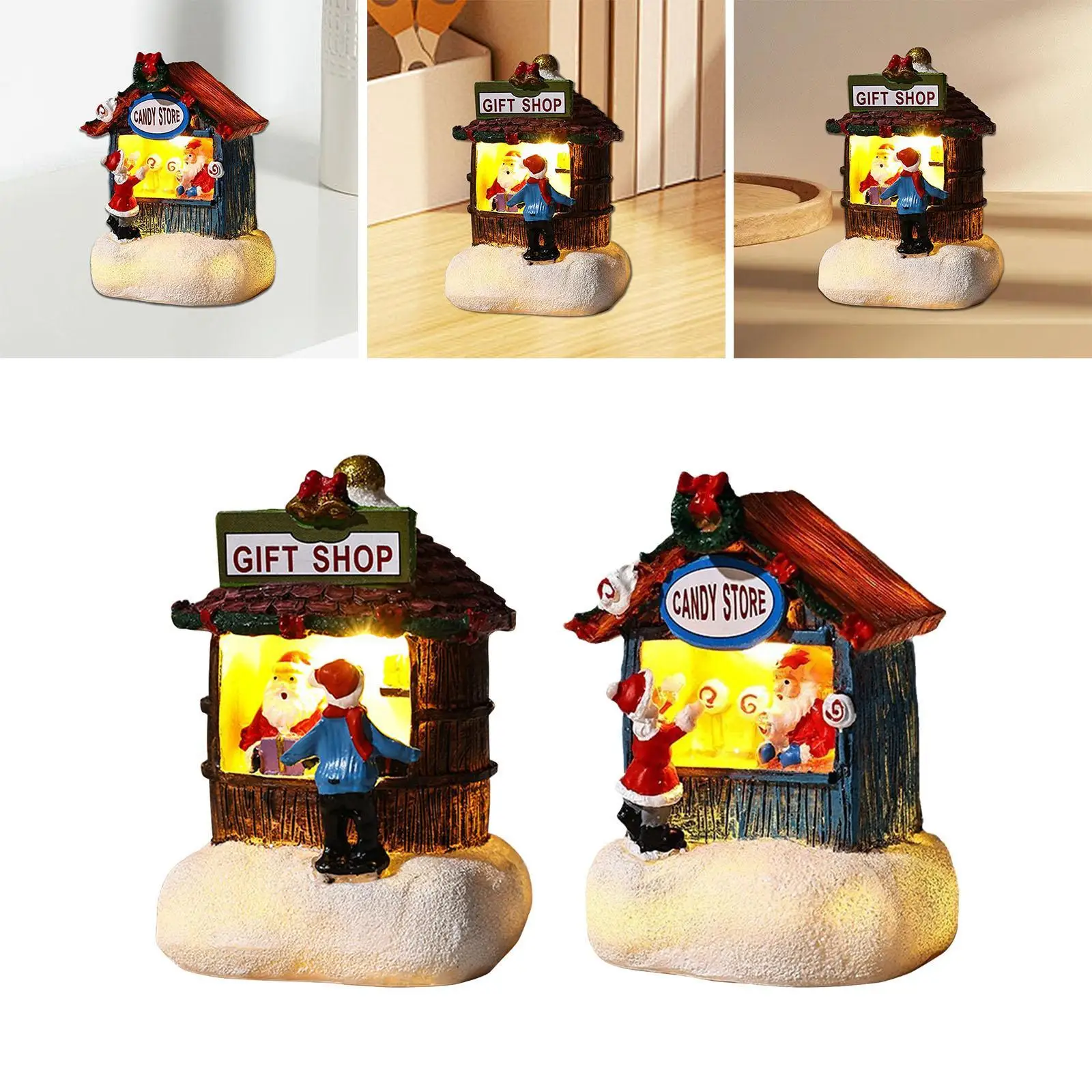 Christmas Glowing House Xmas Ornament Winter Scene for Home Festival Wedding