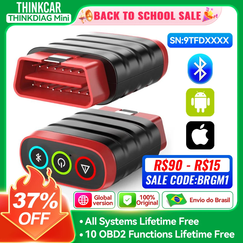 Thinkcar thinkdiag mini obd2 scanner ferramenta de diagnóstico oe sistema completo scanner carro para ios android leitor código falha atualização gratuita