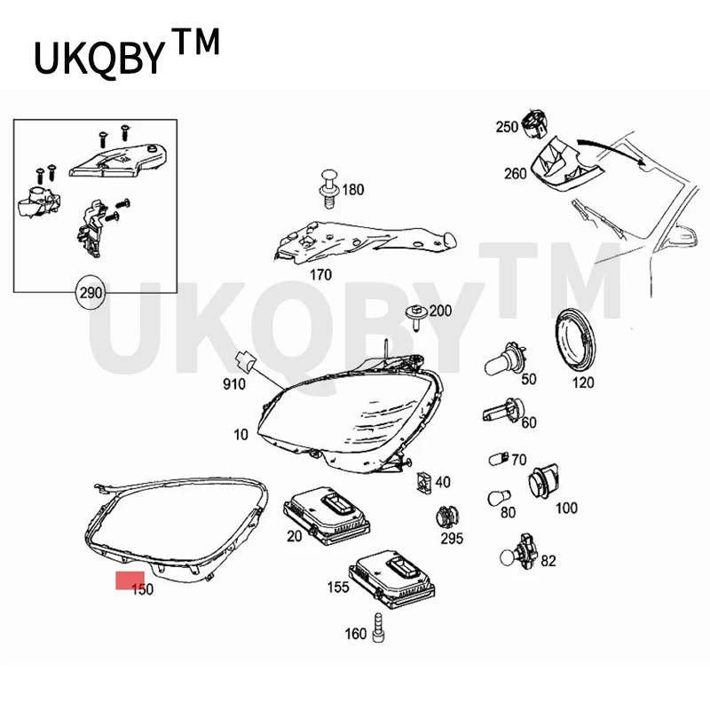 2048261091/0991 Car headlight seal Class C W204 C180 200 260 280 300mer ced es-be nz2011-2013 Sealing ring Seal Headlight strip