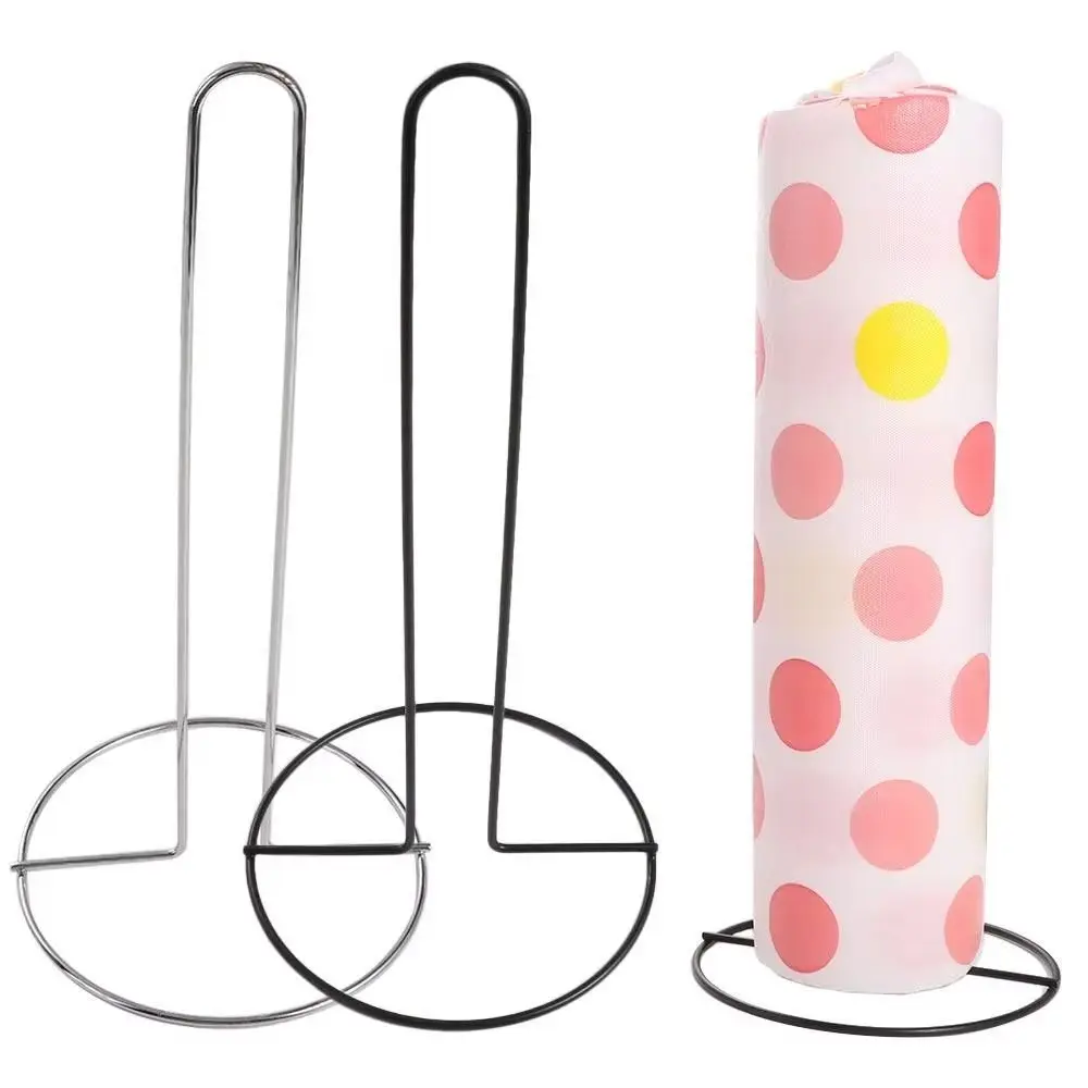 1Pcs New One-handed Tear Roll Paper Towel Holder Vertical Black/Silver Napkins Rack Free Standing Tissue Stand