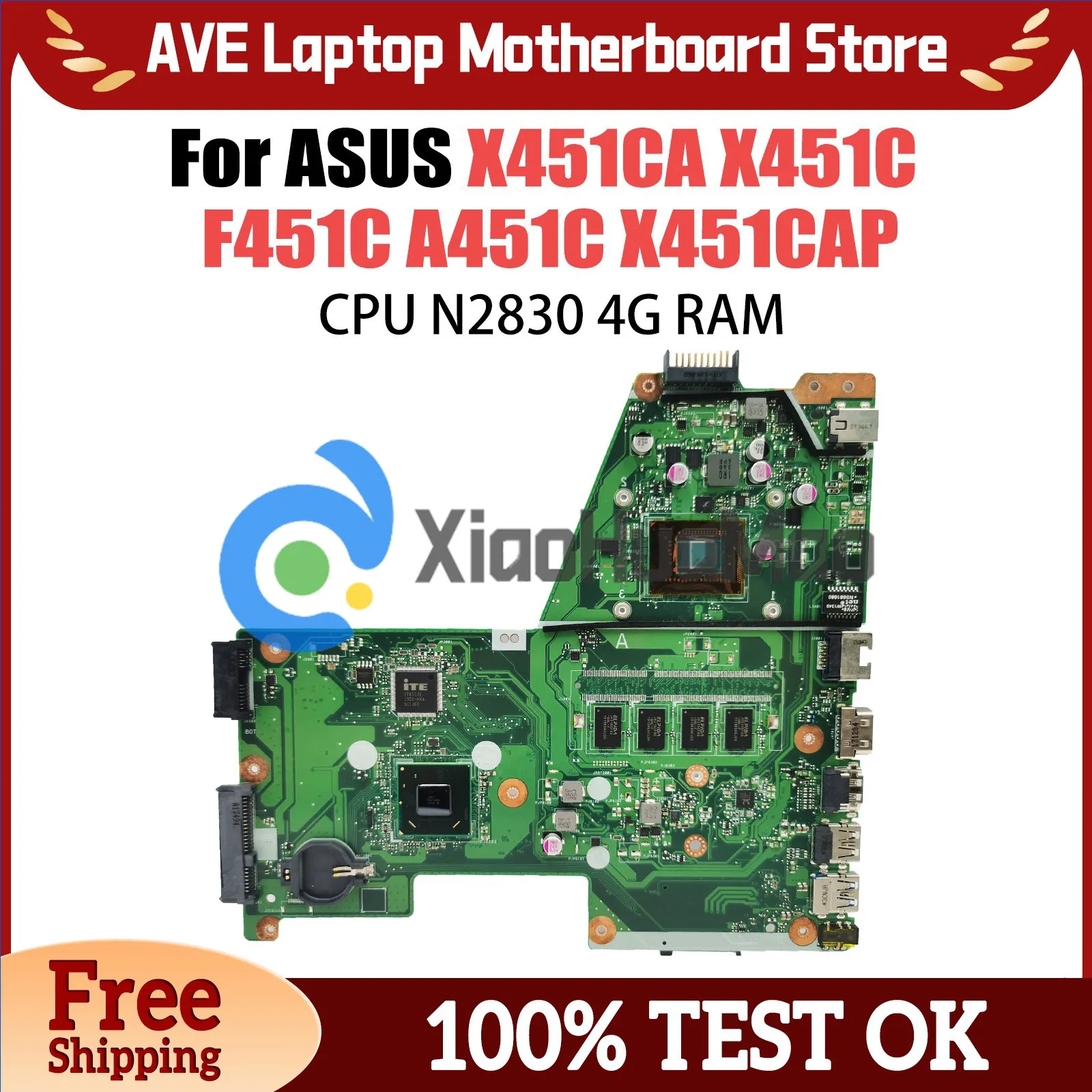 

Computer Mainboard For ASUS X451CA A451C X451C F451C X451CAP Laptop Motherboard With CPU N2830 4G RAM Systemboard 100% Working