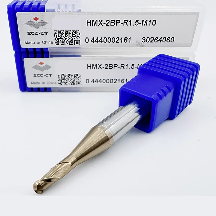 HMX-2BP-R1.5-M10 ZCC.CT HMX-2BP Two edge straight shank long neck short edge ball end mill 2 Flutes Ball Nose End Mill End Mills